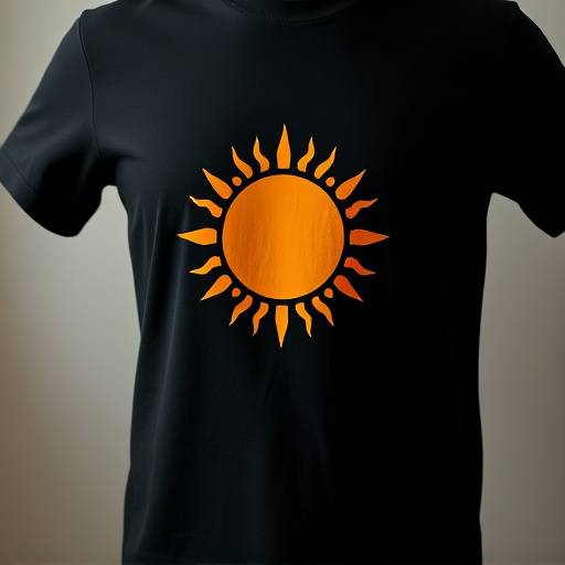 Camiseta preta com estampa minimalista de um sol